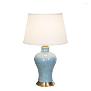 Table Lamps Chinese Blue Ceramic Lamp Bed Room Parlor Foyer Study Porcelain Modern Simple Desk Reading Night Light TD044