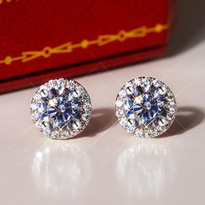 Luxury Cubic Zirconia Stud Earrings for Women Shiny Crystal Studs Earring with S925 Sterling Silver Earnail Needle Round Diamond Earrings Wedding Jewelry Gift