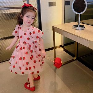 Girl Dresses Summer Girls Dress Strawberry Print Cute Princess For 1-6 Years Birthday Clothes