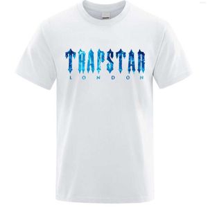 Mäns T-skjortor Trapstar London undervattensblå tryckt t-shirt män somrmanare andas Casual Short Sleeve Street överdimensionerade bomullsmärke