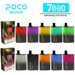 spedire dal magazzino USA Vapes originali per sigarette elettroniche BM7000 Pod 17ml preriempito 7000 Puffs 650mah Bobina a rete tipo c ricaricabile