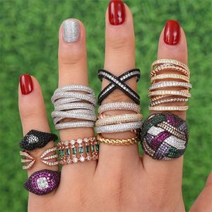 Band Rings Godki Monaco Tasarım Lüks İfadesi İstiflenebilir Yüzük Kadınlar İçin Düğün Kübik Zirkon Nişan Dubai Punk Gelin Üst Parmak L230506