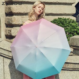 Umbrellas ZUODU Pocket Mini Umbrella for Women UV Protection Fold Cute Parasol Umbrella Beach Sun Rain Compact Umbrella for Girls Gifts 230508