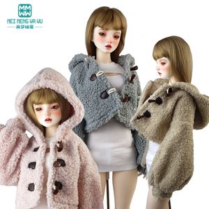 Acessórios para bonecas 58 60cm 1 3 Roupas de boneca BJD DD SD13 Moda Sherpa Jaqueta Rosa Cinza Dourado 230508