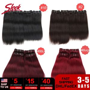 Hair Bulks Sleek Brazilian Straight Brown Color 4 and Red 99J Natural Weave Human 4 Bundles Deal 190 Grams Per Lot 230508