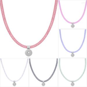 Pendant Necklaces 18mm Interchangeable Crystal Necklace For Women DIY 6 Colors Magnet Clasp Ginger Snap Button Jewelry With Charm Neckalce