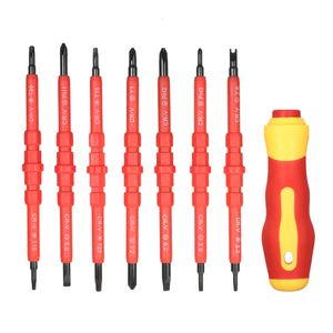 Screwdrivers 7 in 1 multitool 1000V Changeable Insulated Screwdrivers Set with Magnetic Phillips and Slotted Bits Electrician hand Tools Kit 230508