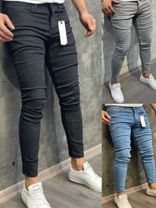 Erkekler Kot High Litel 2023 Moda Avrupa Klasik Katı Yıkama Denim Pantolon Sıradan Erkekler Streç Pantolon Mavi Skinny Jeans Men Z0508