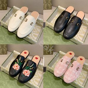 Designer Donna Mocassini Pantofole Sandali in pelle Slide Scarpe casual Pantofole Ciabatte Sandalo Catena in metallo Pizzo Velluto Scivoli con scatola 35-41