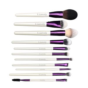 Makeup Tools Ylovely 6/9/11/18st Super Soft Taklon Purple Eyebrow Lash Foundation Contour Blending Eyeshadow Makeup Kit Cosmetic Brush Set 230508