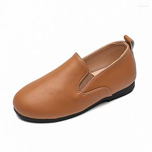 Flat Shoes Kids Casual Leather For Boys Girls Brown Comfortable Beautiful Leisure Footwear Size 21-30 Child Arrival 2023 Spring