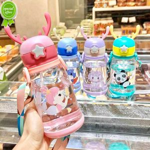 500 ml Kinderwasserflasche mit Strohhalm, niedlich, auslaufsicher, für Kinder, Schule, Outdoor, Reisen, tragbarer Tumbler, Kawaii Cup Girl