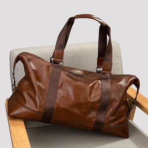 Duffel Bags Casual Leather Travel Bag Natural Cowhide Trip Handle Duffle Multifunction Gym Tote Long Strap Crossbody