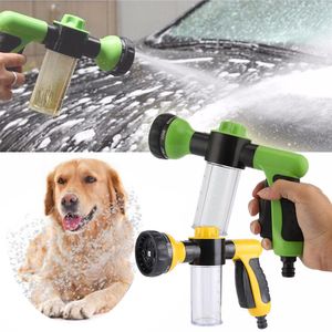 Lavadora 8 em 1 pressão cão de estimação chuveiro espuma sabão jato pulverizador bico arma jardim rega animal água lavagem do carro espuma arma mangueira ferramentas