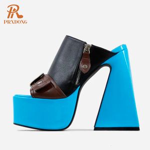 Сандалии Prxdong Summer Women's Shoes Sexy High Heels Толкие туфли платформы черное синее платье вечеринка повседневные женские тапочки размером 34-43 230508