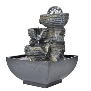 Dekorativa figurer Desktop Fountain Decoration Ring Water Home Tabletop Landscape Ornament With Light Ball