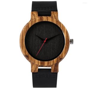 Armbanduhren Vintage minimalistisch schwarz/braun/grünes Zifferblatt Holz Uhr für Männer Frauen echtes Leder Quarz stilvolle Mann Uhr Geschenke