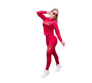 Kobiety dróg destynu dwa elementy ustawione w dresie z długim rękawem litera drukowana do joggingowa odzież sportowa