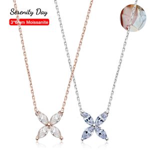 Pendant Necklaces Serenity Day 4 Stones D Color 3*6mm 1.2 Horse Eye Cutting Full Necklace For Women S925 Sterling Silver Jewelry 230506