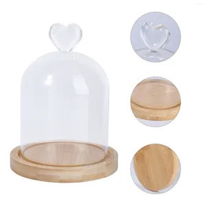 Storage Bottles Wedding Small Glass Cloche Soy Wax Eternal Flower Bell Dome Bamboo Base