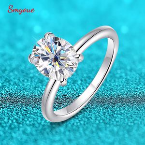 Solitaire Ring Smyoue 18K Kaplama 23Ct Elmas Yüzük Kadınlar Oval Fantezi Kesme Gelin Setleri Solitaire Düğün Promise Band 925 Gümüş 230506