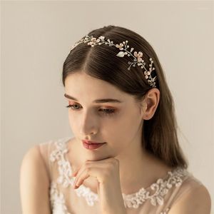 Fermagli per capelli Moda Fiore Foglia Vite Fascia per ballo di fine anno Perle fatte a mano Donne Jewerly Pezzo da sposa Oranment