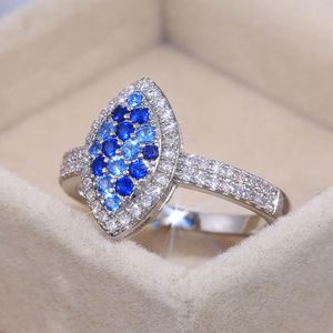 Anelli di nozze Caoshi Brilliant Crystal Engagement per donne Colore d'argento con zirconia blu/cielo zirconia di alta qualità gioielli romantici di alta qualità