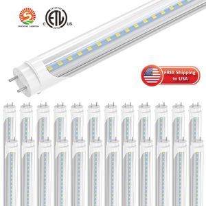 T8 LED ampuller 4 ayak, 22W 2400lm, 6000k serin beyaz, Tip B ışık tüpü, çift uçlu güç, balast baypası, açık kapak, T8 T10 T12 Floresan Ampul Değiştirme ETL