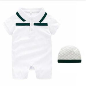 Güzel yeni doğan bebek kıyafetleri kısa kollu tasarımcı bebek atlayıcılar bebek giyim bebek kız erkek kızlar marka tulumları + şapka