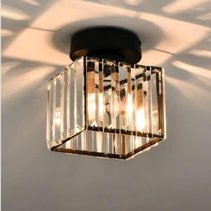 Ceiling Lights Led Crystal Lampshade Balck Gold Plafonnier Living Room Bedroom Modern Round Square Decorative Lamp