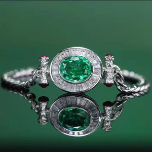 Vintage Emerald Diamond Bangle Bracelet 925 Sterling silver Engagement Wedding Bracelets For Women Bridal Promise Party Jewelry