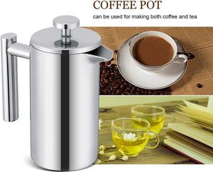 Kaffeekannen French Press Edelstahl Kaffeemaschine Doppelwandige Kaffeekanne mit Filter für Home Office Kaffeehaus 350 ML Zubehör P230508