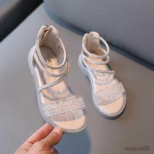 Sandały Dziewczęta Sandały Lato nowe buty dziecięce miękki podeszwy moda księżniczka Flats Rhinestone dla dzieci buty plażowe sandały plażowe