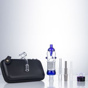 Chinafairprice CSYC NC021 Pipa da fumo Dab Rig Set di borse per bong in vetro a prova di fuoriuscite Braccio Albero Perc OD 32mm Bubbler 14mm Punta in ceramica Quarzo Banger Nail Silicon Jar Dabber Tool