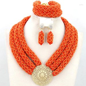 Necklace Earrings Set African Bridal Wedding Beads Jewelry 2023 Fashion Nigerian Sets AIJ290