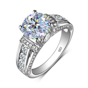 Solitaire Ring Luxus Echt 925 Sterling Silber 2ct Ringe Für Frauen Party Hochzeit Ring Weiblichen Schmuck Zubehör Trend Geschenk 230508