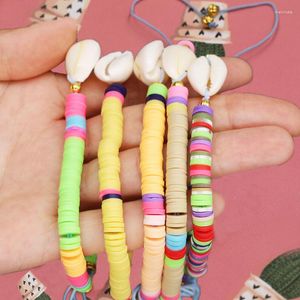 Charm Bracelets Bohemian Ethnic Style Multicolor Polymer Clay Armband Handmade Adjustable Shell Ladies Beach