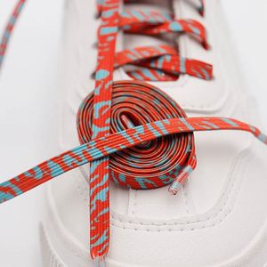 Weiou 1 Pair Orange Blue Two-tone Elastic Shoelaces 0.5cm Wide Graffiti Style Machine Weave Custom Multi-color for Men and Women