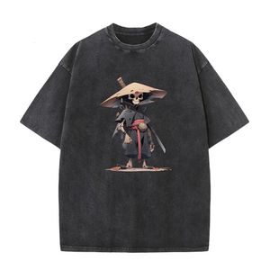 メンズTシャツスカルニンジャヒップホップストリートウェアメン100％コットンTシャツ特大洗浄されたトップティーユニセックスサマーレトロブランドパーソナライズされた230508