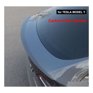 Andra bildelar Modely Car Trunk Wing Spoilers för Tesla Model Y SPOILER ABS COBOL FIBER MATTE GLOSSY ORIGINAL FACTORY ACCESS DHVFI