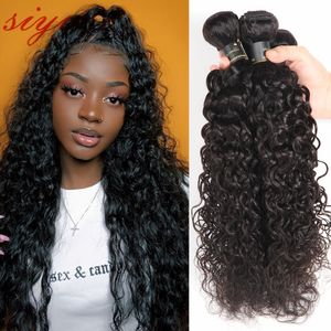 Hair Bulks Water Wave Human Bundles Natural Black Peruvian 1/3/4 Extensions No Tangle 8