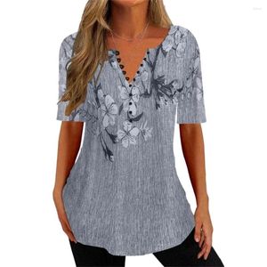 Bloups feminina Mulheres de verão Top Blusa de Blusa Floral Printing Quick Dry Ladies Camisa