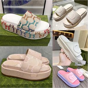 designer Tofflor Sandal Sliders Macaron tjock botten halkfri INS mjuk botten Broderat mode G house Lyxtofflor kvinnor bär strandflipflops med box