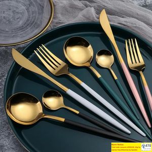 Edelstahl Spiegel Geschirr Gold Messer Mahlzeit Löffel Gabel Teelöffel Besteck Einfache Exquisite Western Dinner Besteck Geschirr