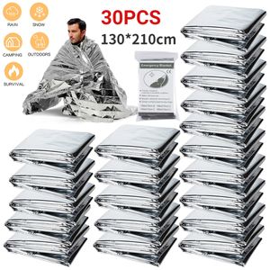 Sleeping Bags 5-30 outdoor emergency survival blankets waterproof silver rescue curtains foil thermal sensitive military blankets 130x210CM 230506