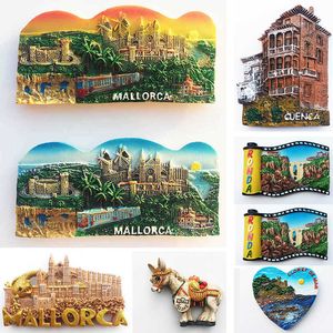 Spain Majorca Castle & Palm Cuenca Ronda Tourism Memorial Resin Magnets, Refrigerator Scenic Decoration Craft, Fridge Sticker Gift