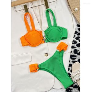 Tankini de moda feminina Maillot de bain femme duas peças biquinis mujer 2023 terno de natação mulher sexy senhoras verdes costura banhando mulheres