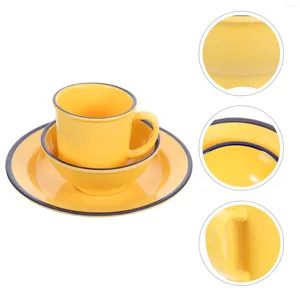 Dinnerware Sets Ceramic Tea Cups Camp Dishes Enamelware Dish White Dinner Plate Small Retro Bowl