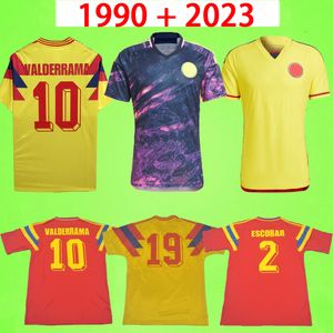 #10 Valderrama Colômbia 1990 Camisas de futebol retrô 2023 2024 Classic Comemore Antique Collection Camisas de futebol vintage Escobar Guerrero Falcao James Cuadrado