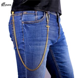 Catene del ventre Gesù Croce Cintura Catena della vita per uomo Pantaloni da uomo Catena Jeans religiosi cristiani Catene a maglie Oro rosaOroArgentoColore nero Z0508